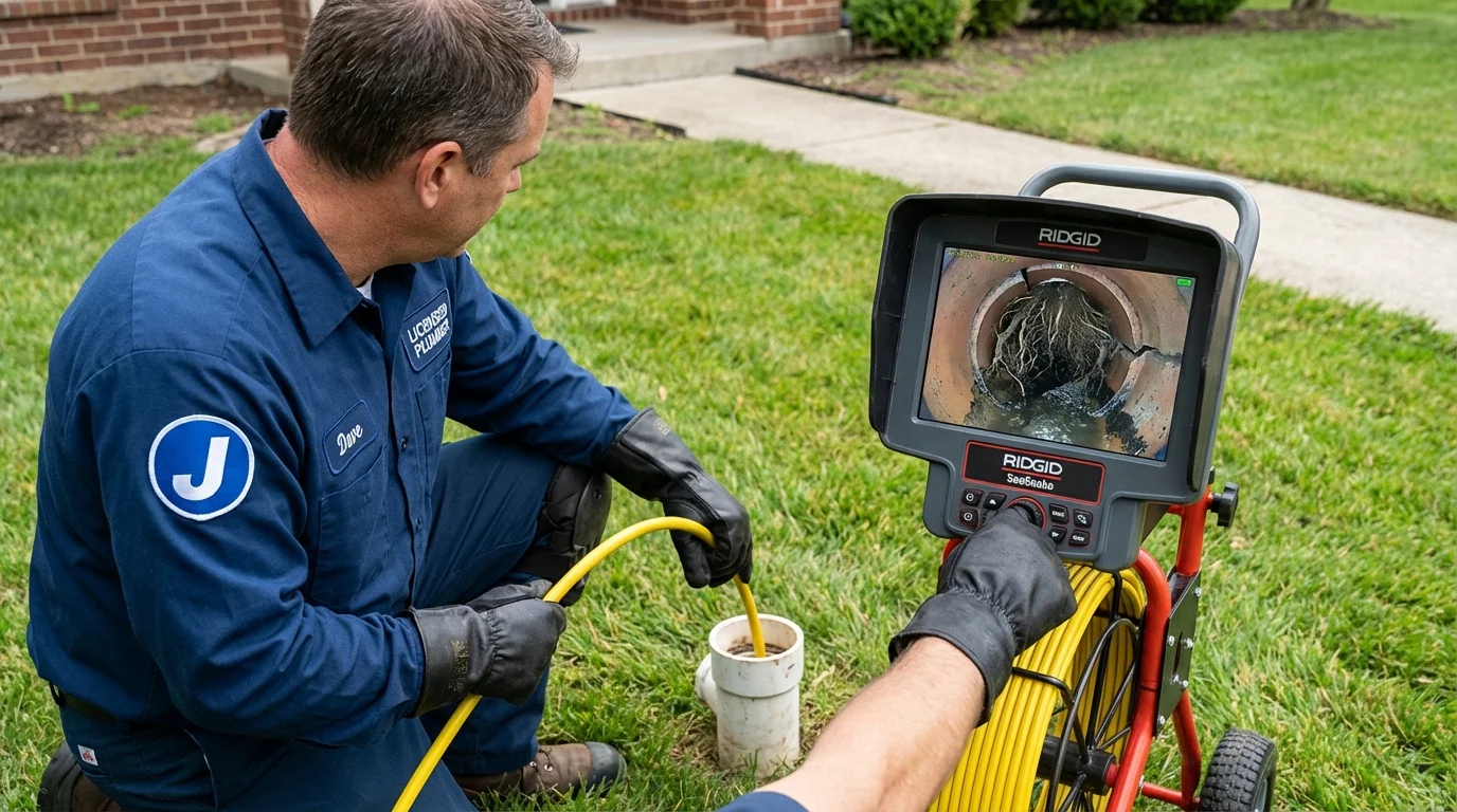Sewer camera inspection being performed by Johns Plumbing LLC in Byhalia