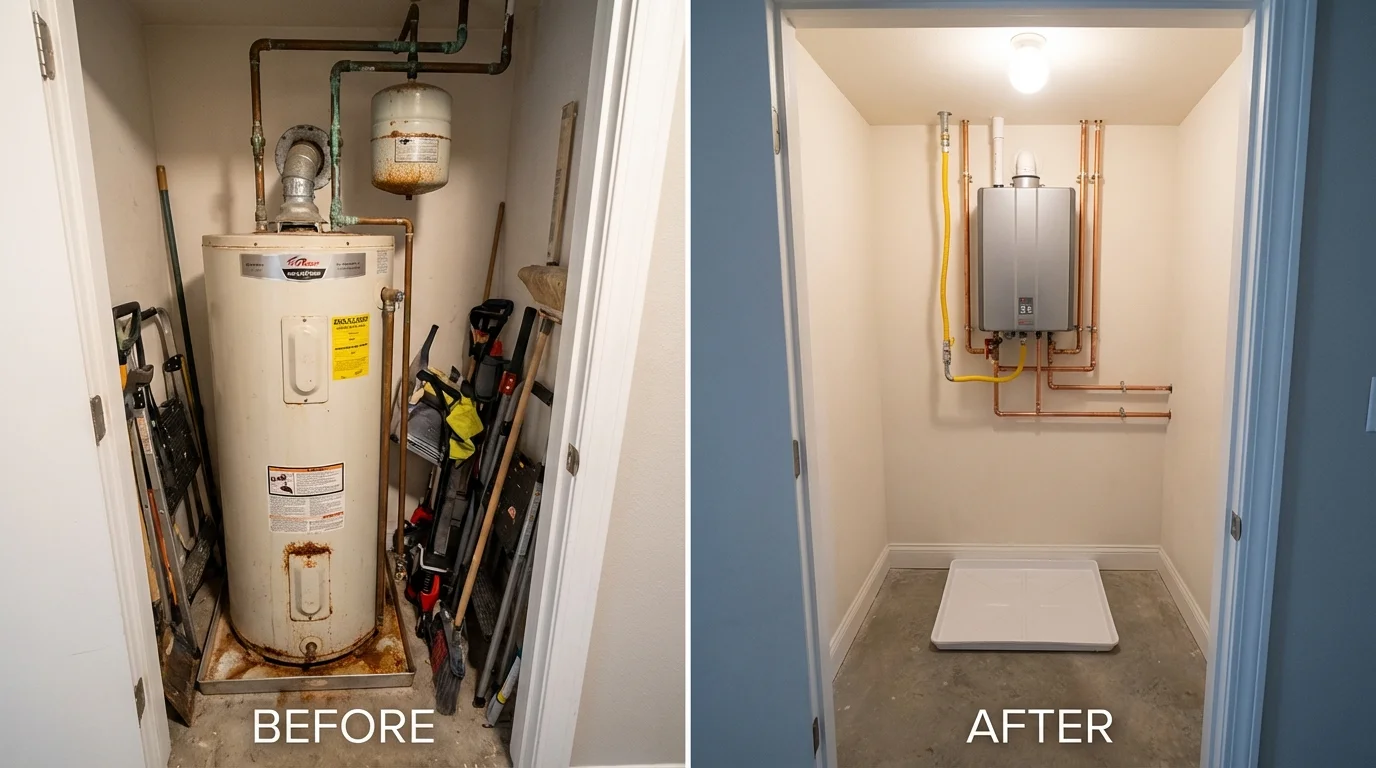 Tank water heater versus wall-mounted tankless unit comparison for Byhalia, MS homeowners